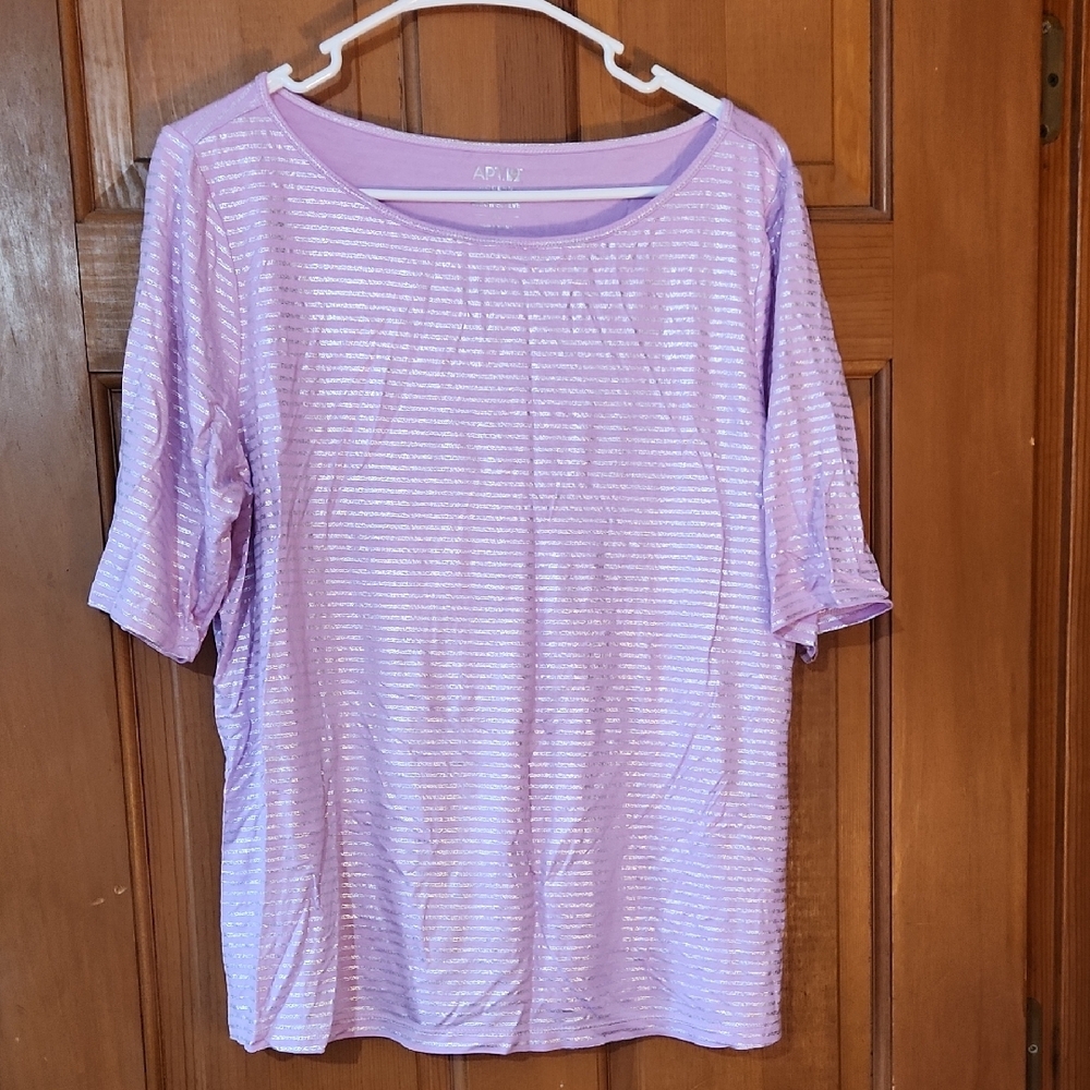 Apt 9 Lavender Relaxed Boxy Tee with Wide Neckline